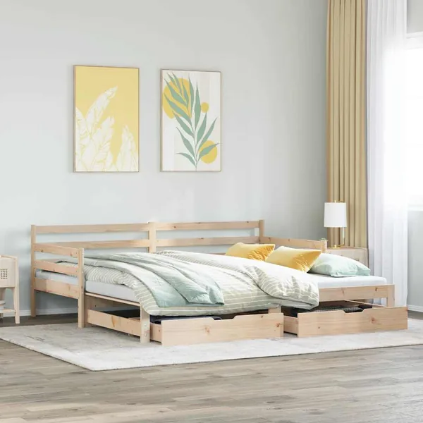 Lit de jour avec gigogne et tiroirs sans matelas 80x200 cm