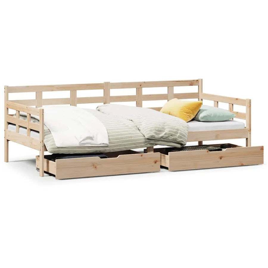 Lit de jour avec tiroirs sans matelas 90x200 cm bois massif - 2
