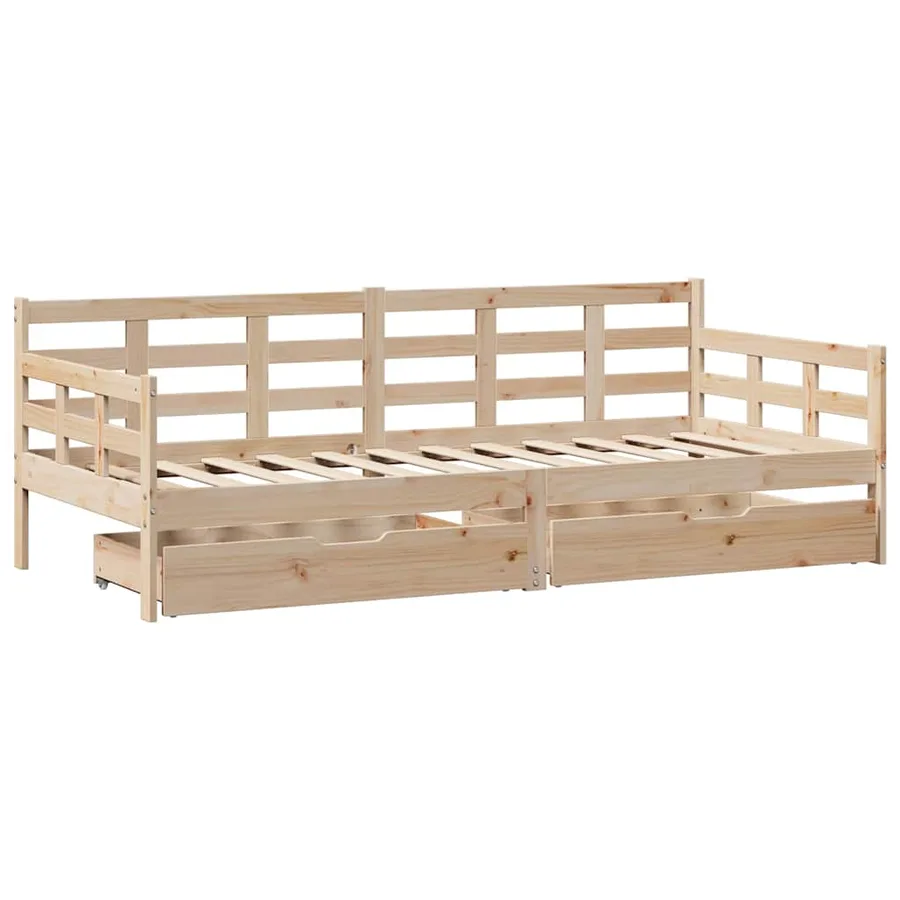 Lit de jour avec tiroirs sans matelas 90x200 cm bois massif - 3