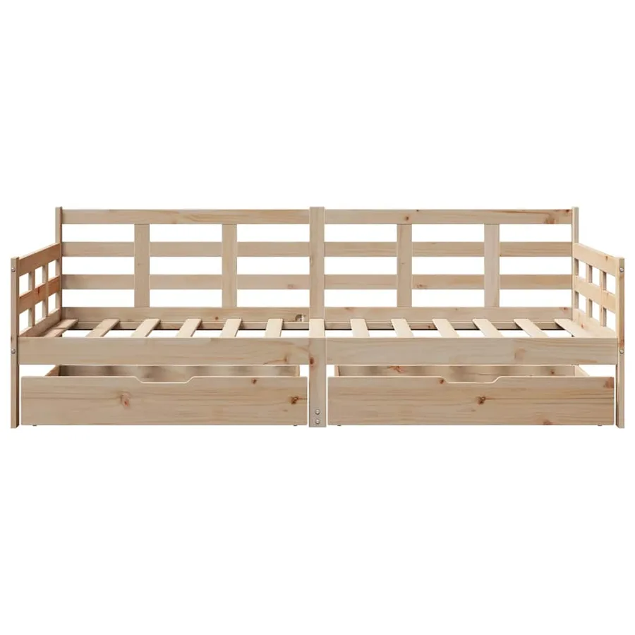 Lit de jour avec tiroirs sans matelas 90x200 cm bois massif - 4