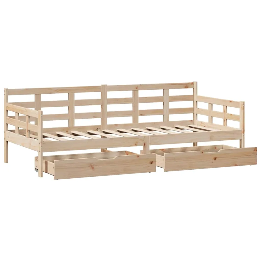 Lit de jour avec tiroirs sans matelas 90x200 cm bois massif - 9