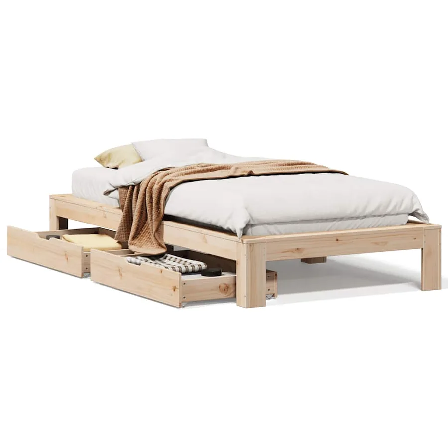 Cadre de lit sans matelas 100x200 cm bois massif de pin - 2