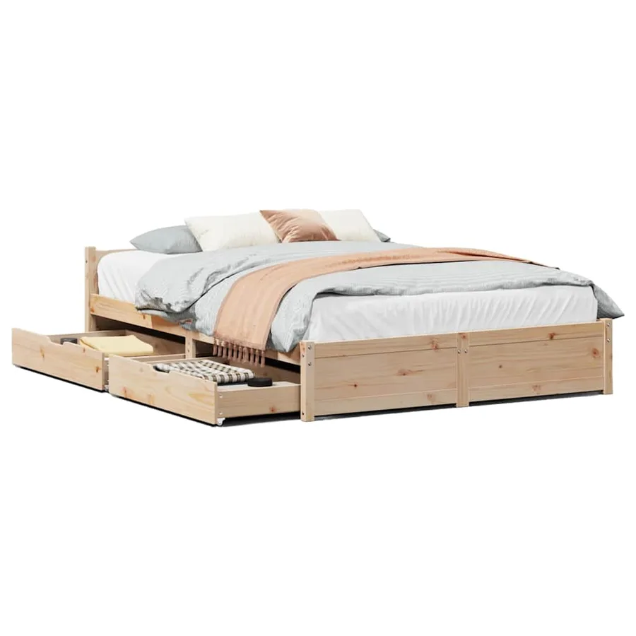 Cadre de lit sans matelas 140x200 cm bois massif de pin - 2