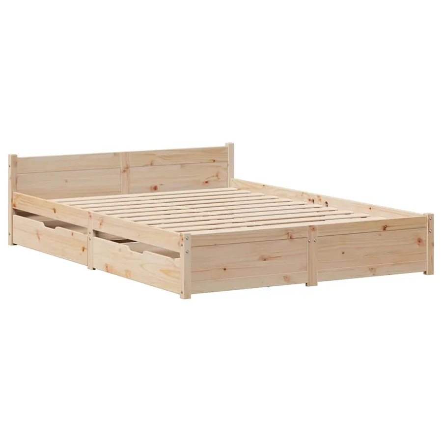 Cadre de lit sans matelas 140x200 cm bois massif de pin - 3