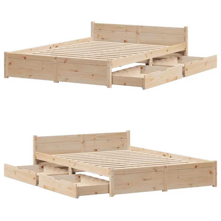 Cadre de lit sans matelas 140x200 cm bois massif de pin - 9
