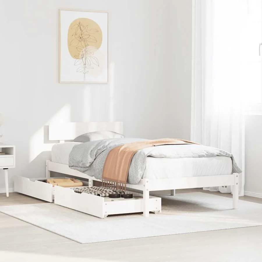 Cadre de lit sans matelas blanc 100x200 cm bois de pin massif
