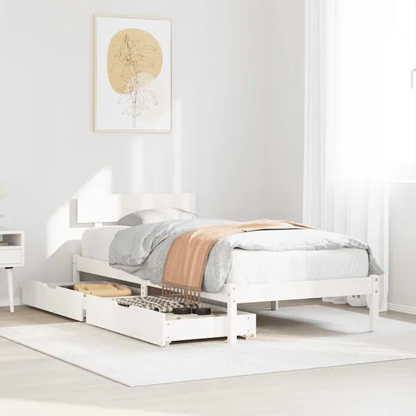 Cadre de lit sans matelas blanc 100x200 cm bois de pin massif