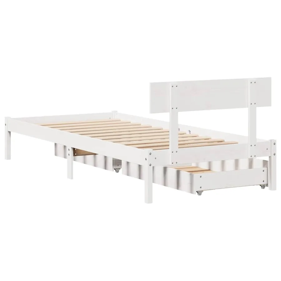 Cadre de lit sans matelas blanc 100x200 cm bois de pin massif - 6