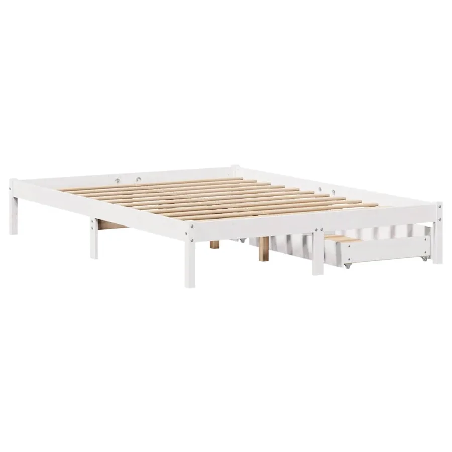 Cadre de lit sans matelas blanc 120x200 cm bois de pin massif - 6