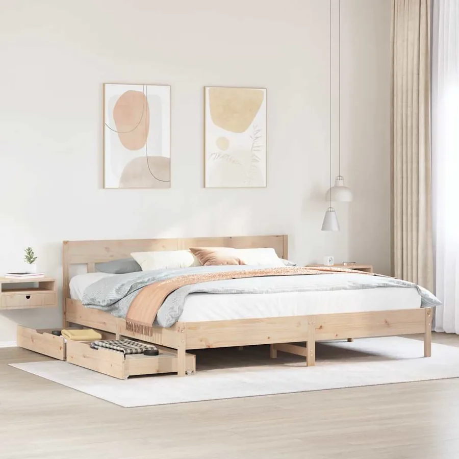Cadre de lit sans matelas 200x200 cm bois massif de pin