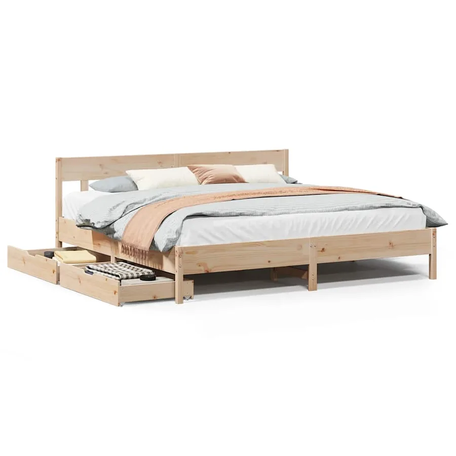 Cadre de lit sans matelas 200x200 cm bois massif de pin - 2