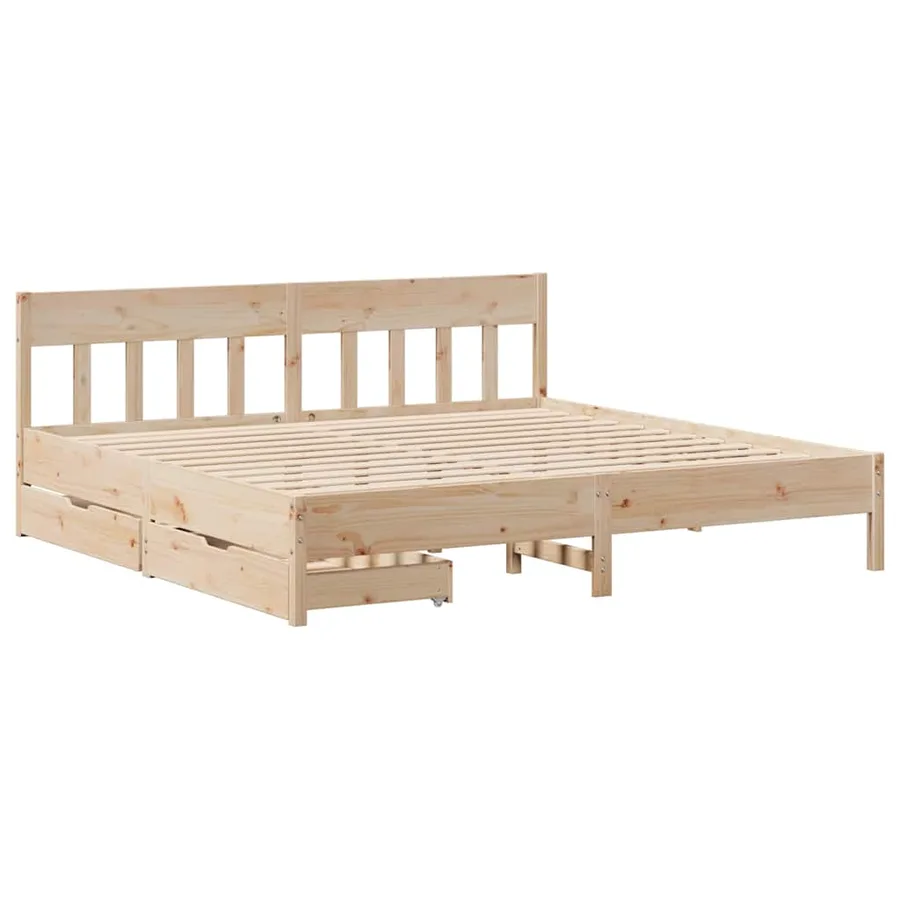 Cadre de lit sans matelas 200x200 cm bois massif de pin - 3