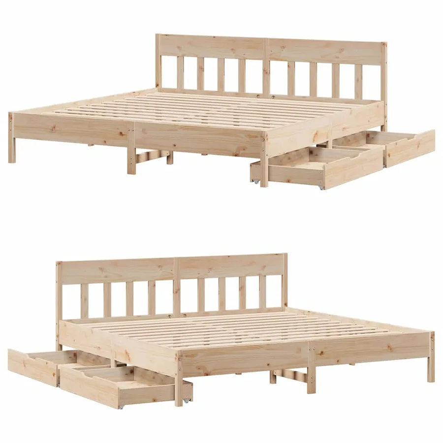 Cadre de lit sans matelas 200x200 cm bois massif de pin - 9