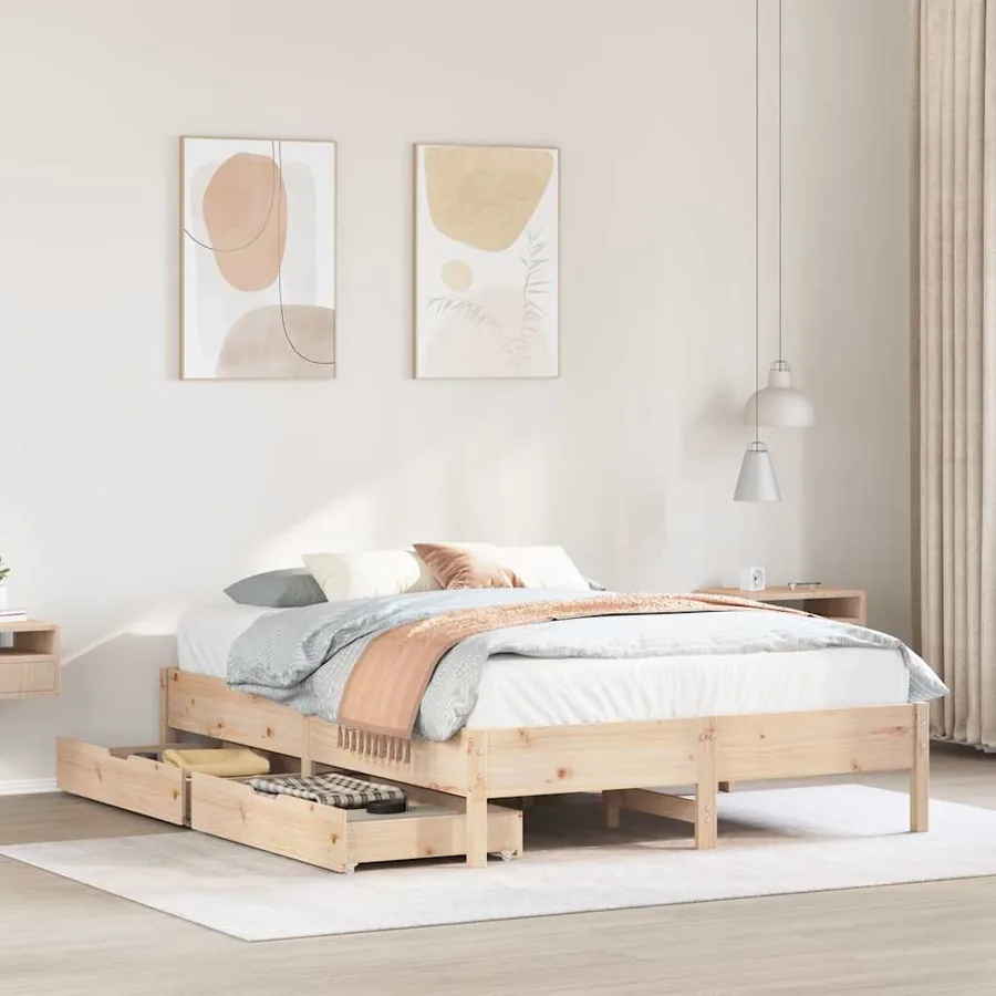 Cadre de lit sans matelas 140x200 cm bois massif de pin