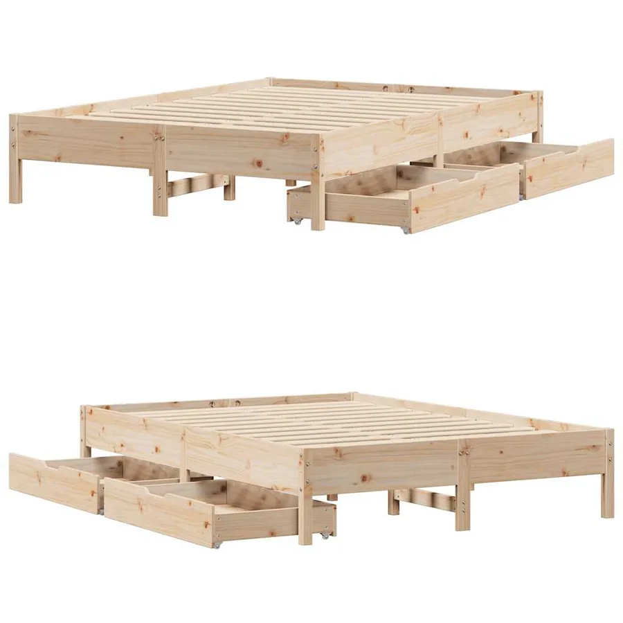 Cadre de lit sans matelas 140x200 cm bois massif de pin - 9
