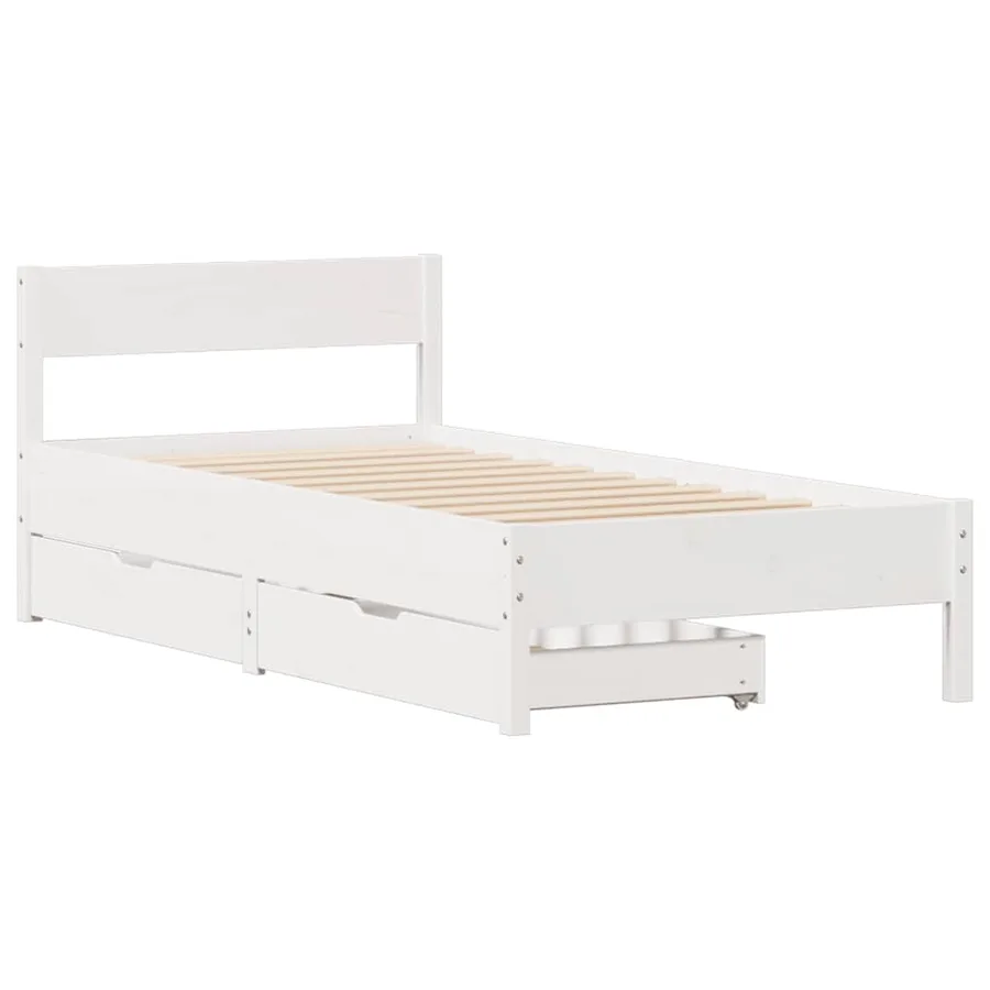 Cadre de lit sans matelas blanc 90x200 cm bois de pin massif - 3