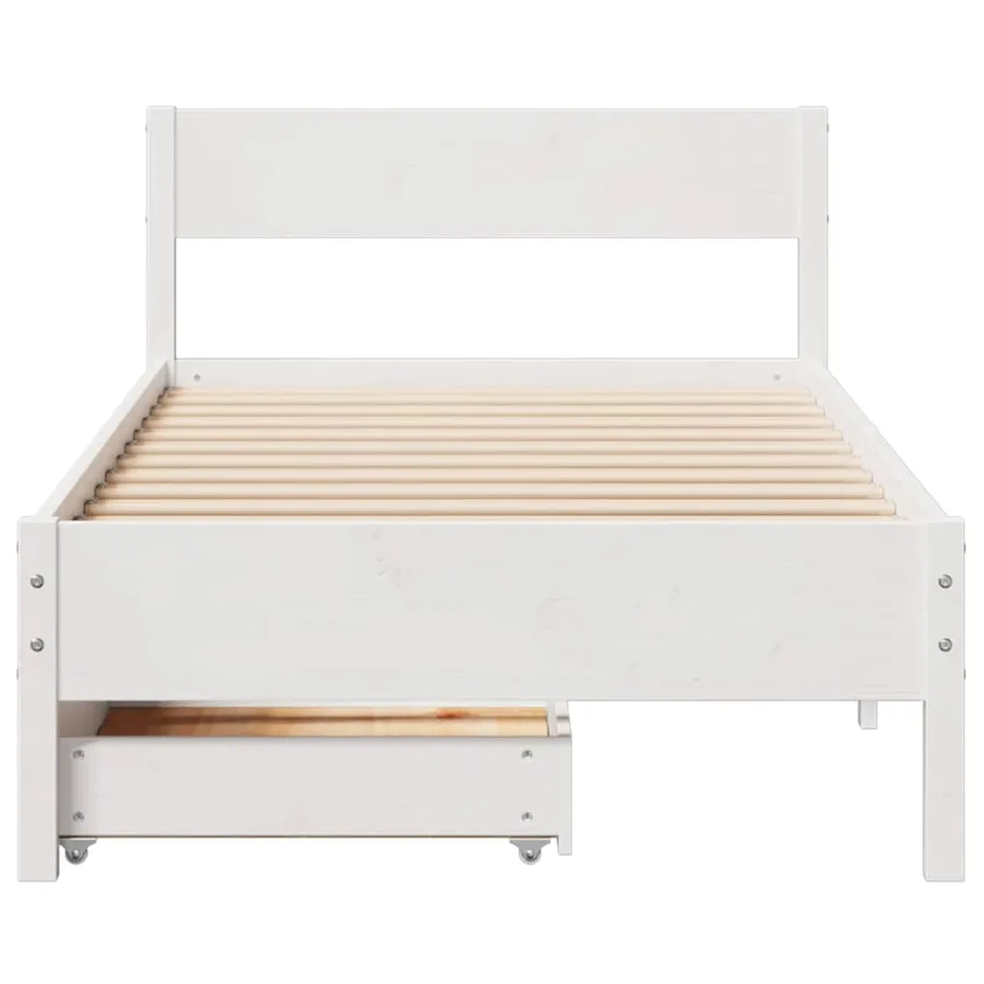 Cadre de lit sans matelas blanc 90x200 cm bois de pin massif - 4