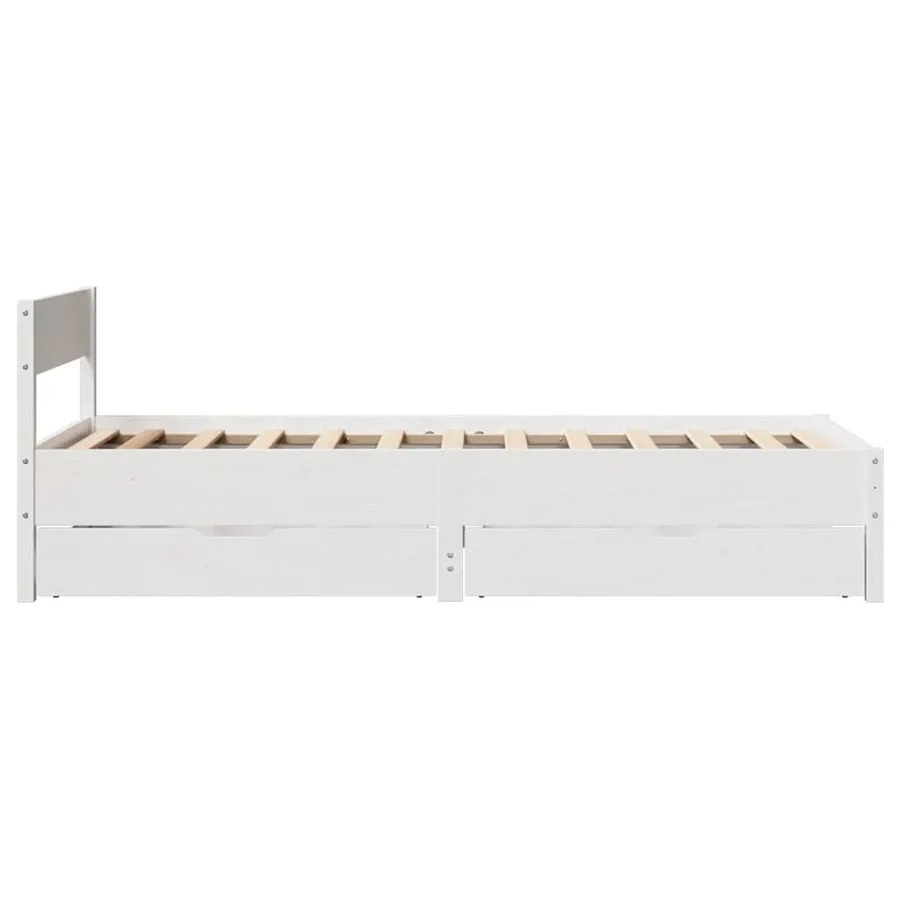 Cadre de lit sans matelas blanc 90x200 cm bois de pin massif - 7
