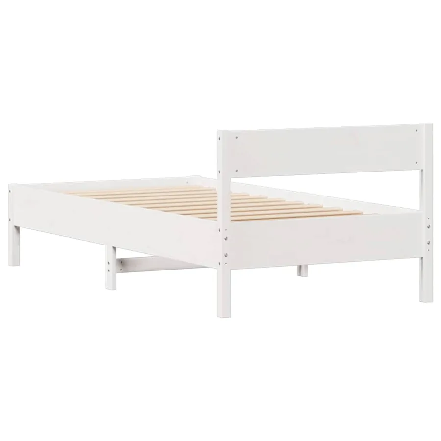 Cadre de lit sans matelas blanc 90x200 cm bois de pin massif - 8