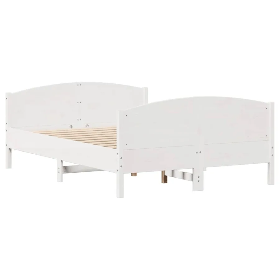 Cadre de lit sans matelas blanc 120x200 cm bois de pin massif - 5