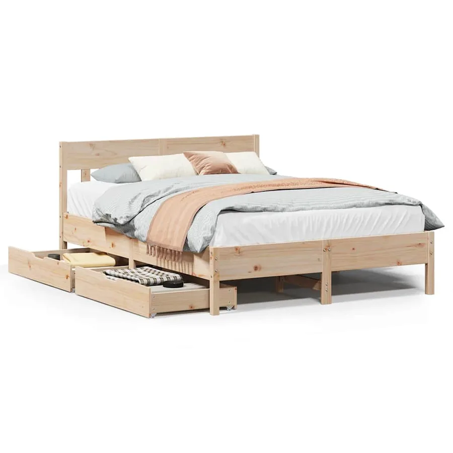 Cadre de lit sans matelas 150x200 cm bois de pin massif - 2