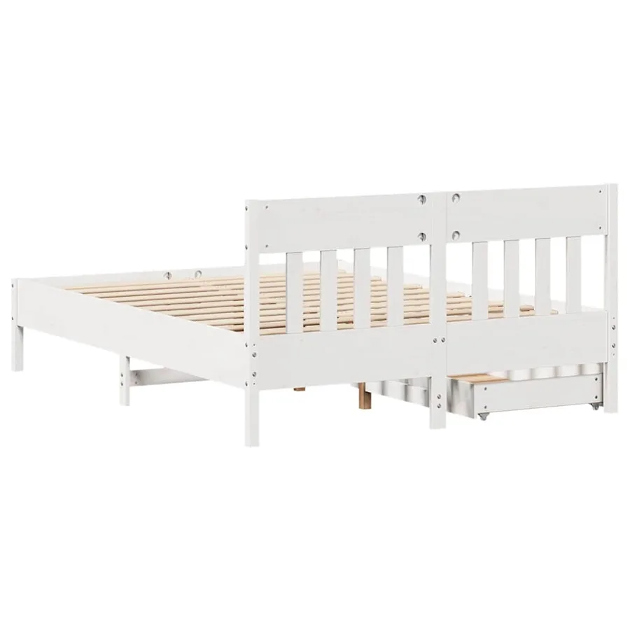 Cadre de lit sans matelas blanc 160x200 cm bois de pin massif - 8