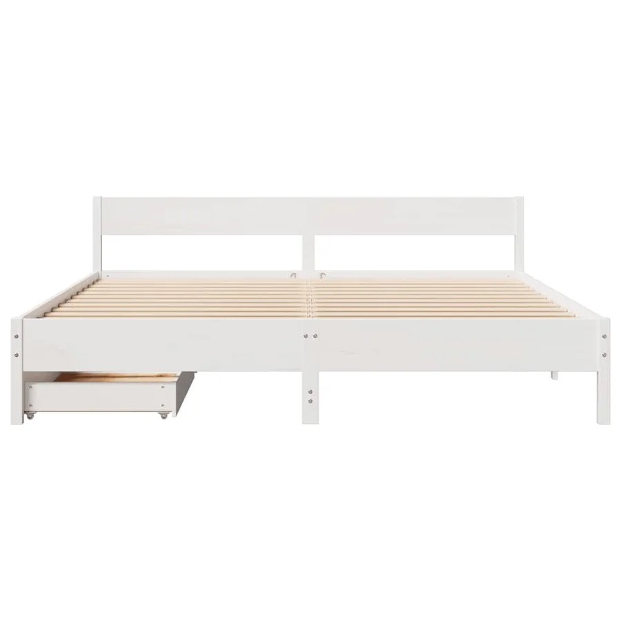 Cadre de lit sans matelas blanc 160x200 cm bois de pin massif - 4