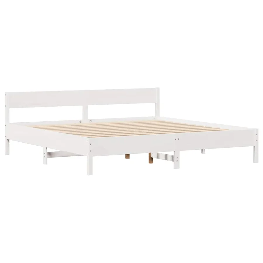 Cadre de lit sans matelas blanc 160x200 cm bois de pin massif - 5