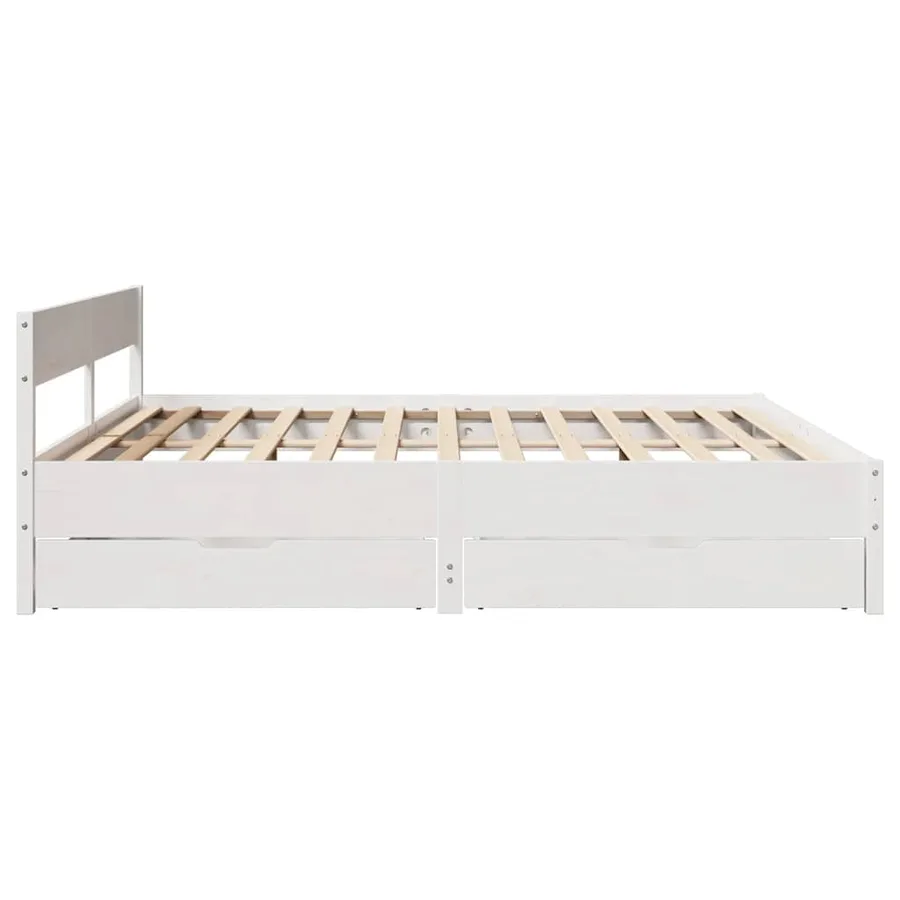 Cadre de lit sans matelas blanc 160x200 cm bois de pin massif - 7