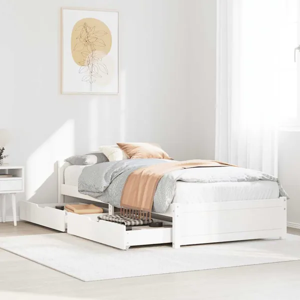 Cadre de lit sans matelas blanc 90x200 cm bois de pin massif