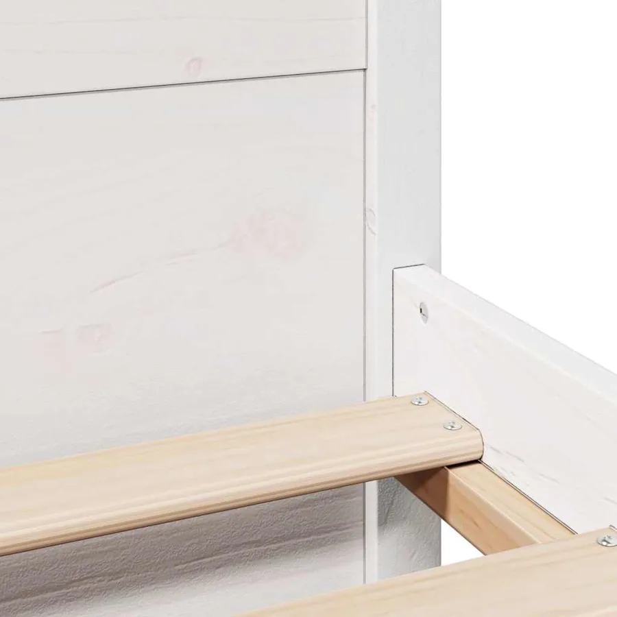 Cadre de lit sans matelas blanc 90x200 cm bois de pin massif - 10