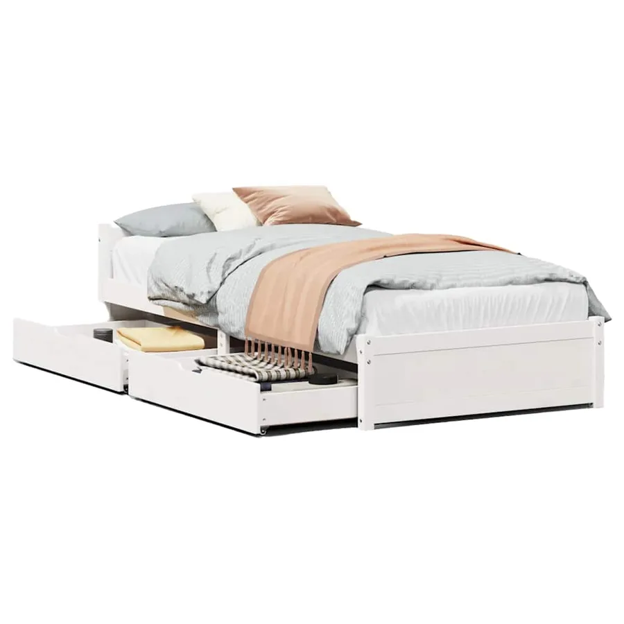 Cadre de lit sans matelas blanc 90x200 cm bois de pin massif - 2