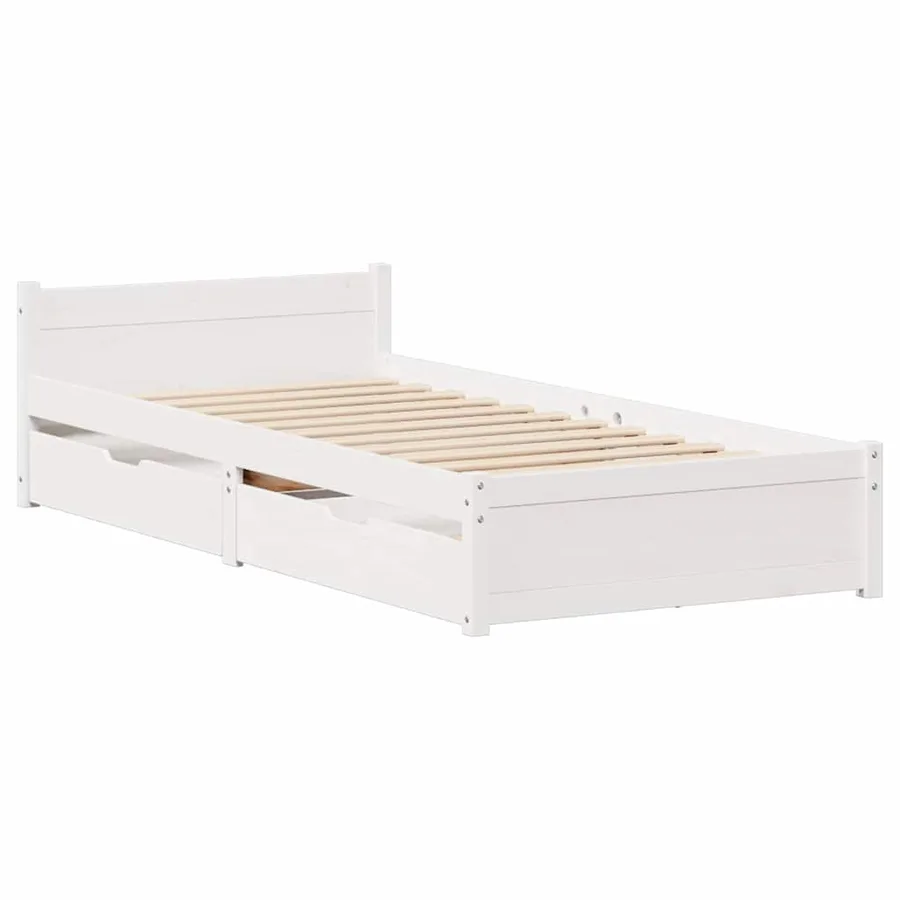 Cadre de lit sans matelas blanc 90x200 cm bois de pin massif - 3
