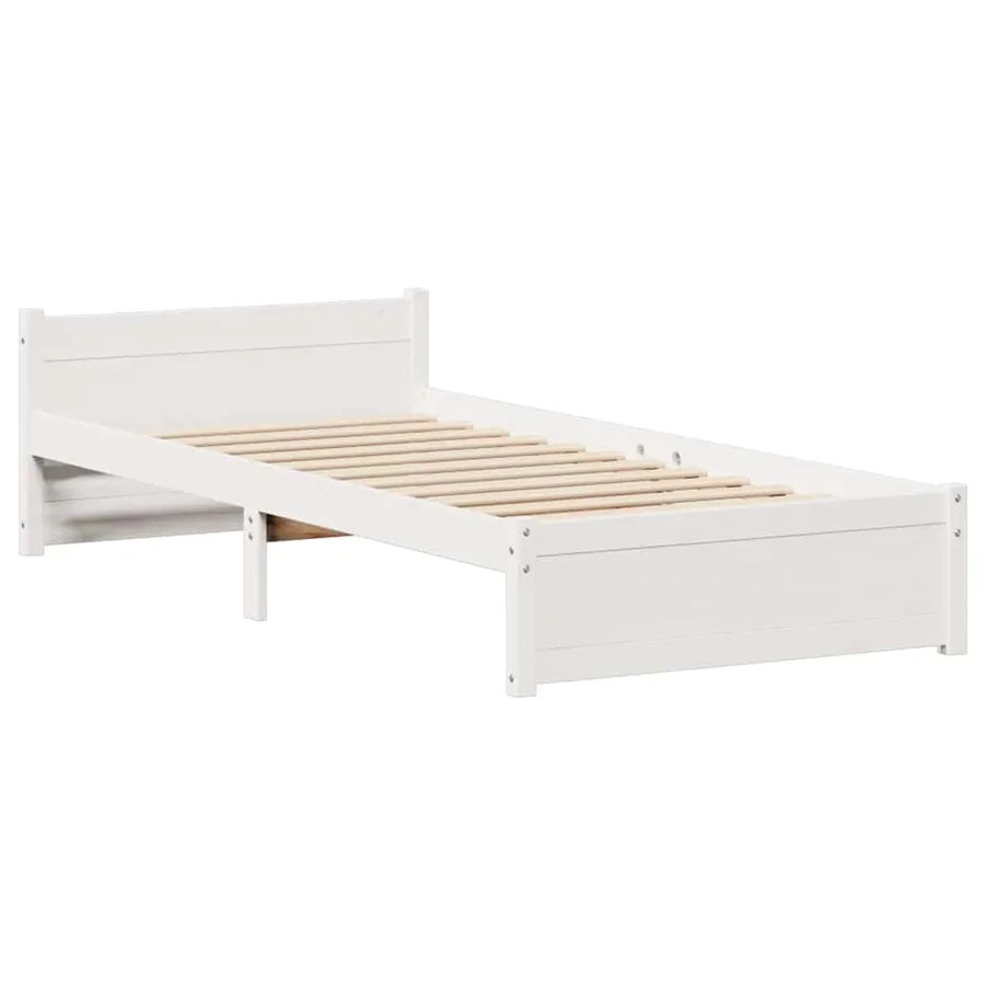 Cadre de lit sans matelas blanc 90x200 cm bois de pin massif - 5