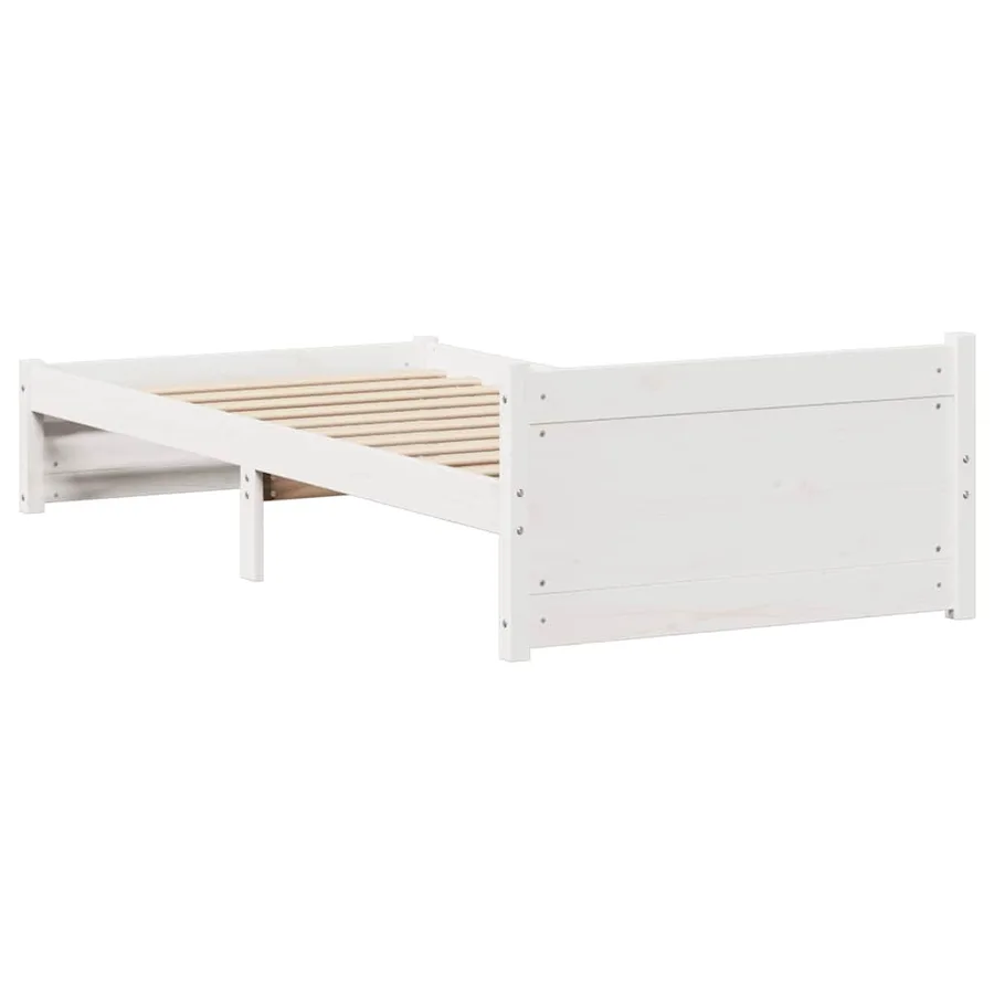 Cadre de lit sans matelas blanc 90x200 cm bois de pin massif - 8