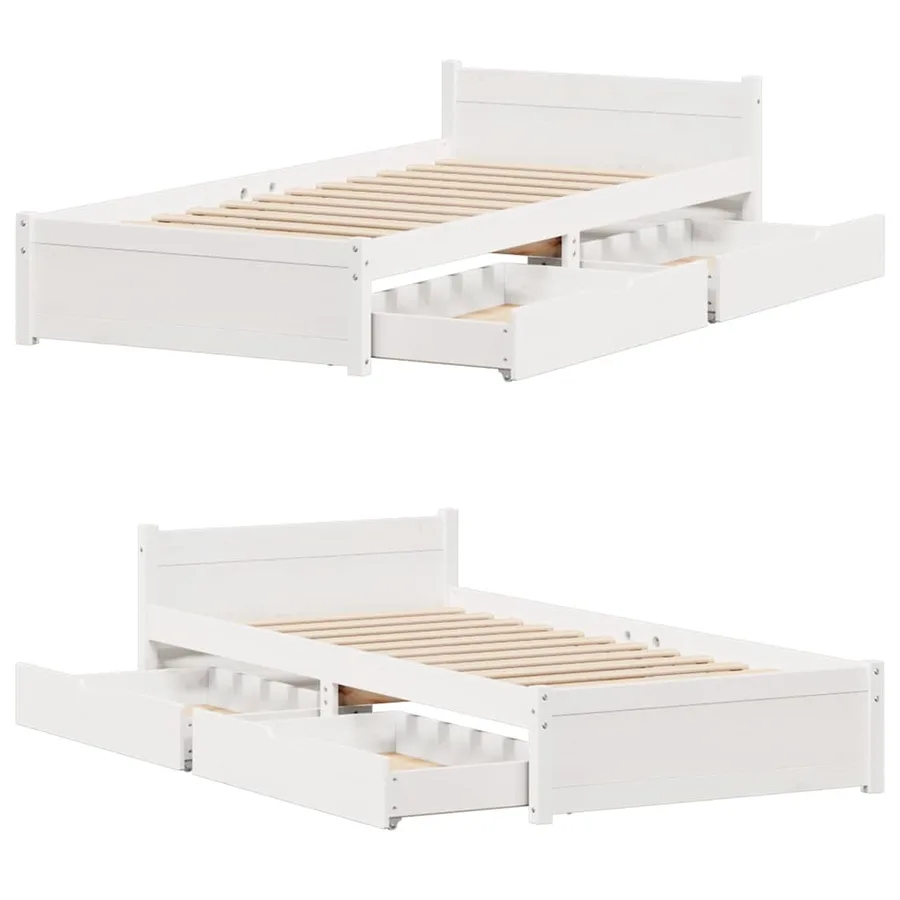 Cadre de lit sans matelas blanc 90x200 cm bois de pin massif - 9