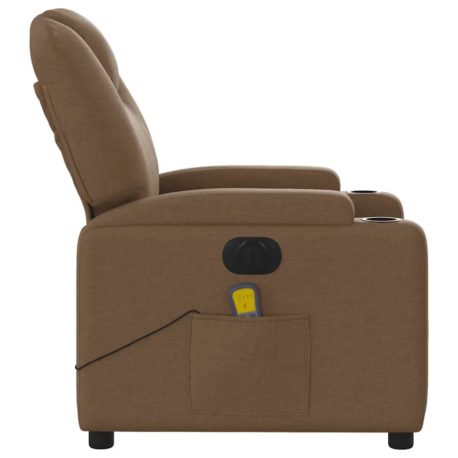Fauteuil inclinable de massage électrique marron tissu - 10
