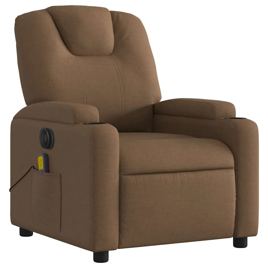 Fauteuil inclinable de massage électrique marron tissu - 4