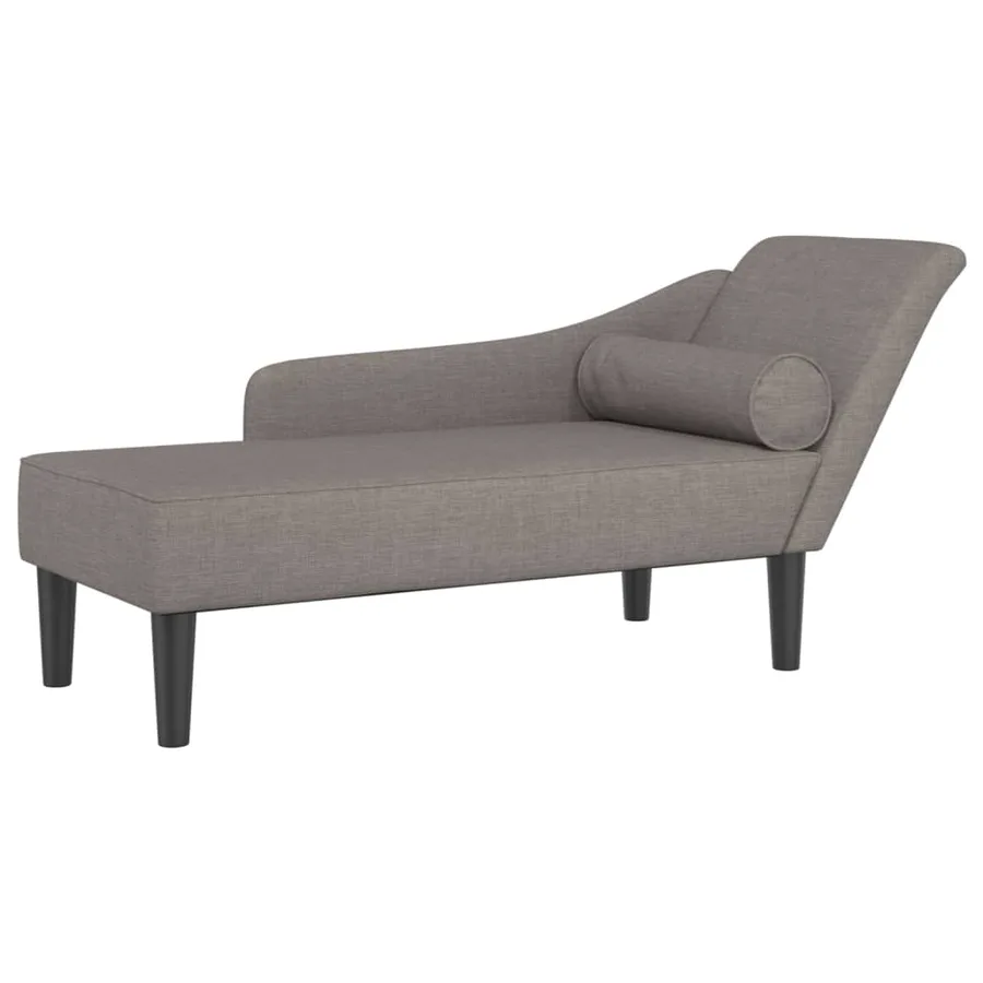 Chaise longue avec coussins taupe tissu - 2