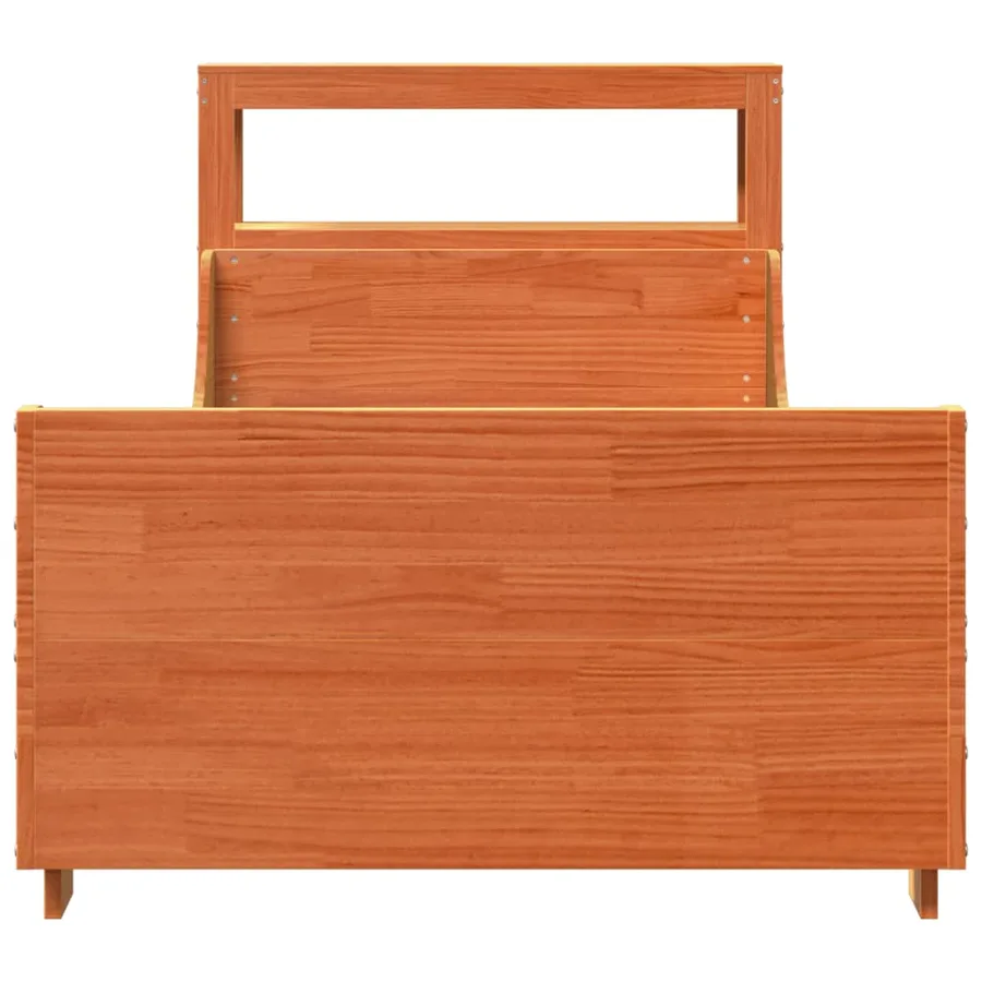 Cadre de lit sans matelas cire marron 100x200cm bois pin massif - 4