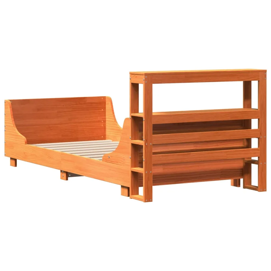 Cadre de lit sans matelas cire marron 100x200cm bois pin massif - 8