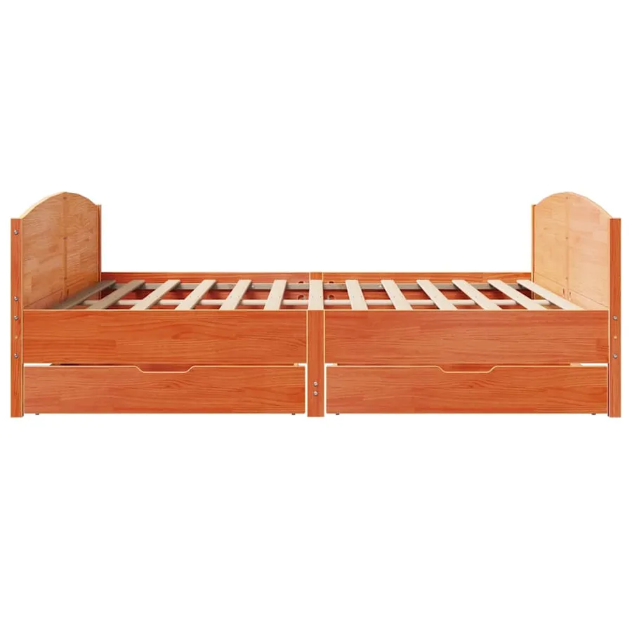 Cadre de lit sans matelas cire marron 200x200cm bois pin massif - 7
