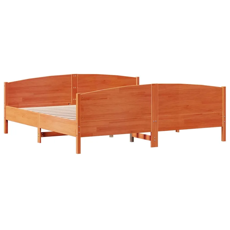 Cadre de lit sans matelas cire marron 200x200cm bois pin massif - 8