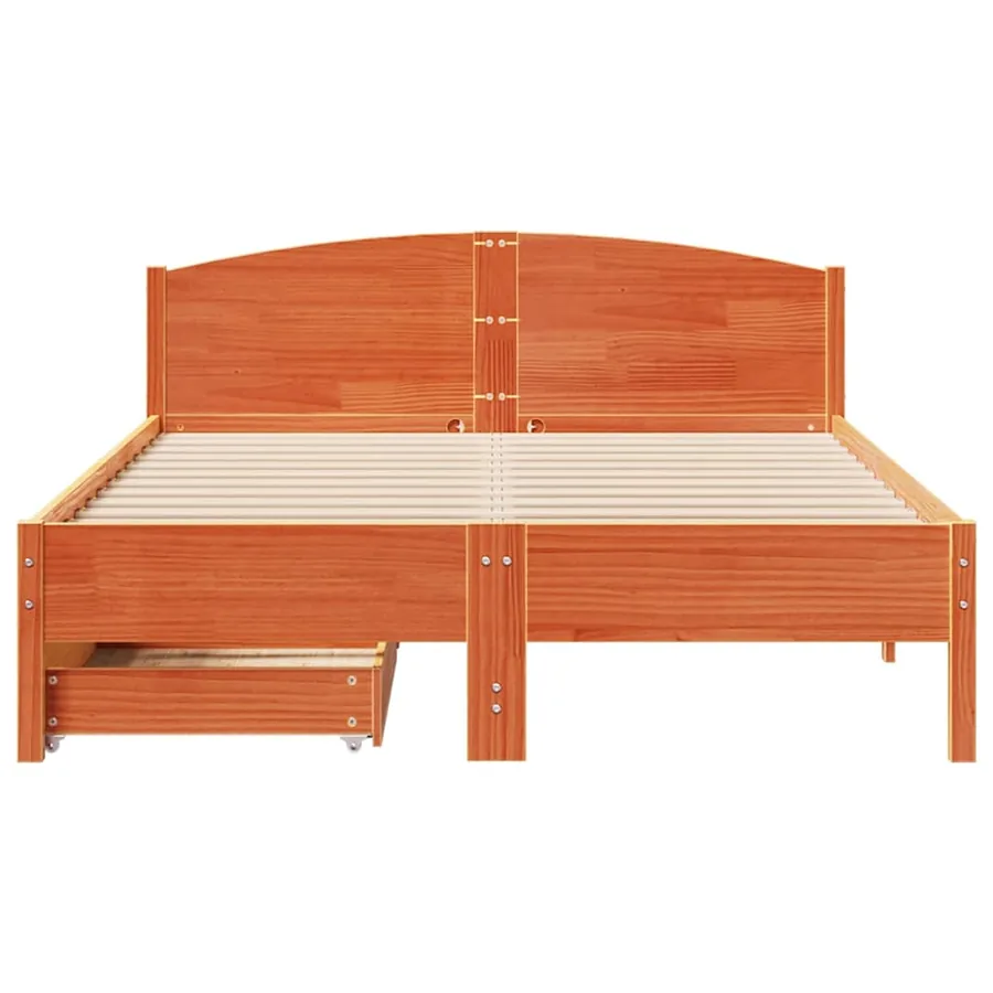 Cadre de lit sans matelas cire marron 160x200cm bois pin massif - 4