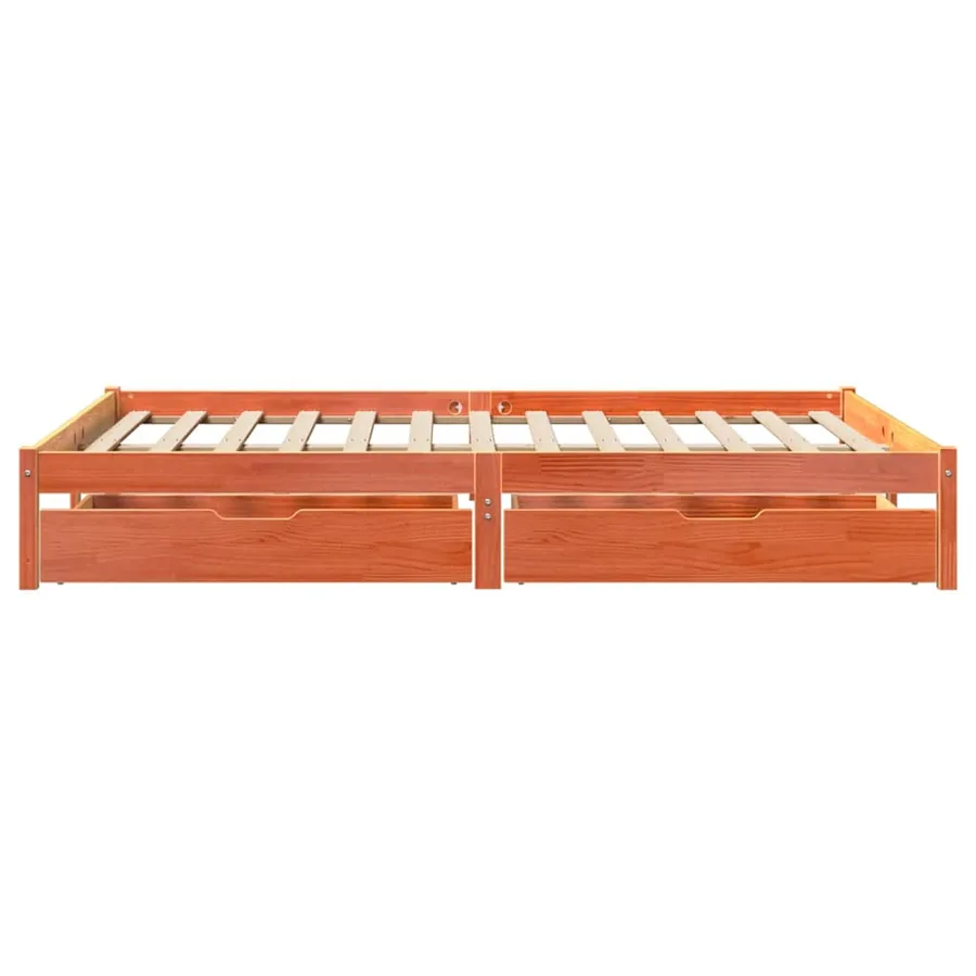 Cadre de lit sans matelas cire marron 140x200cm bois pin massif - 5