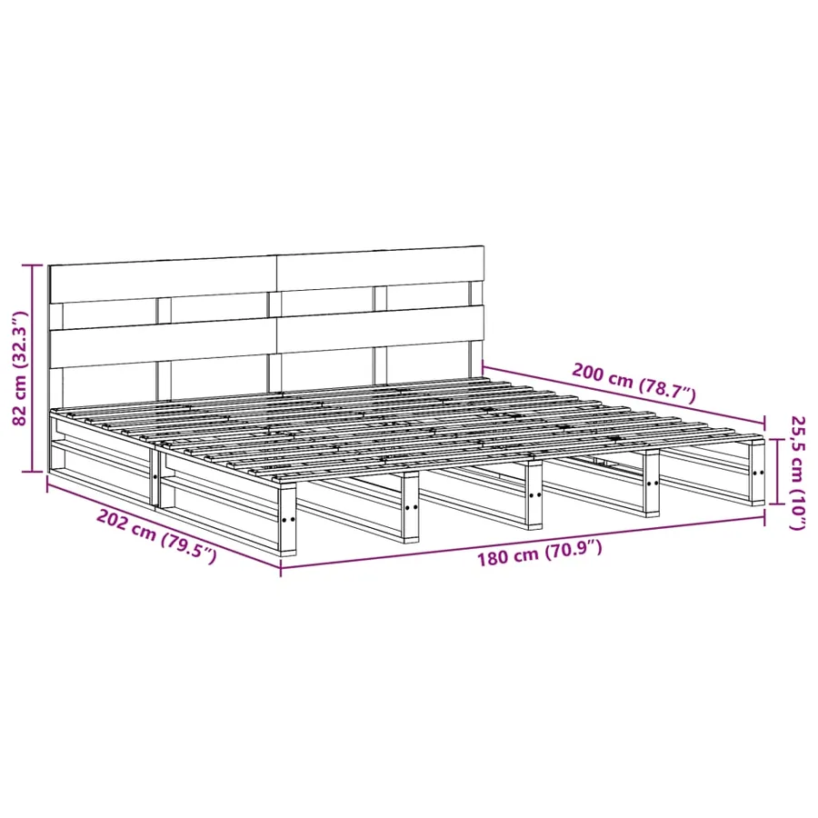 Cadre de lit sans matelas cire marron 180x200cm bois pin massif - 12