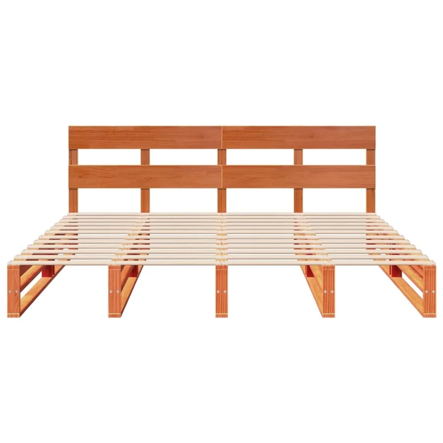 Cadre de lit sans matelas cire marron 180x200cm bois pin massif - 6