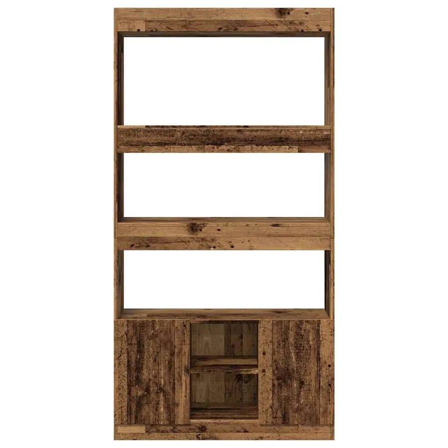 Buffet haut vieux bois 92x33x180 cm bois d'ingénierie - 5
