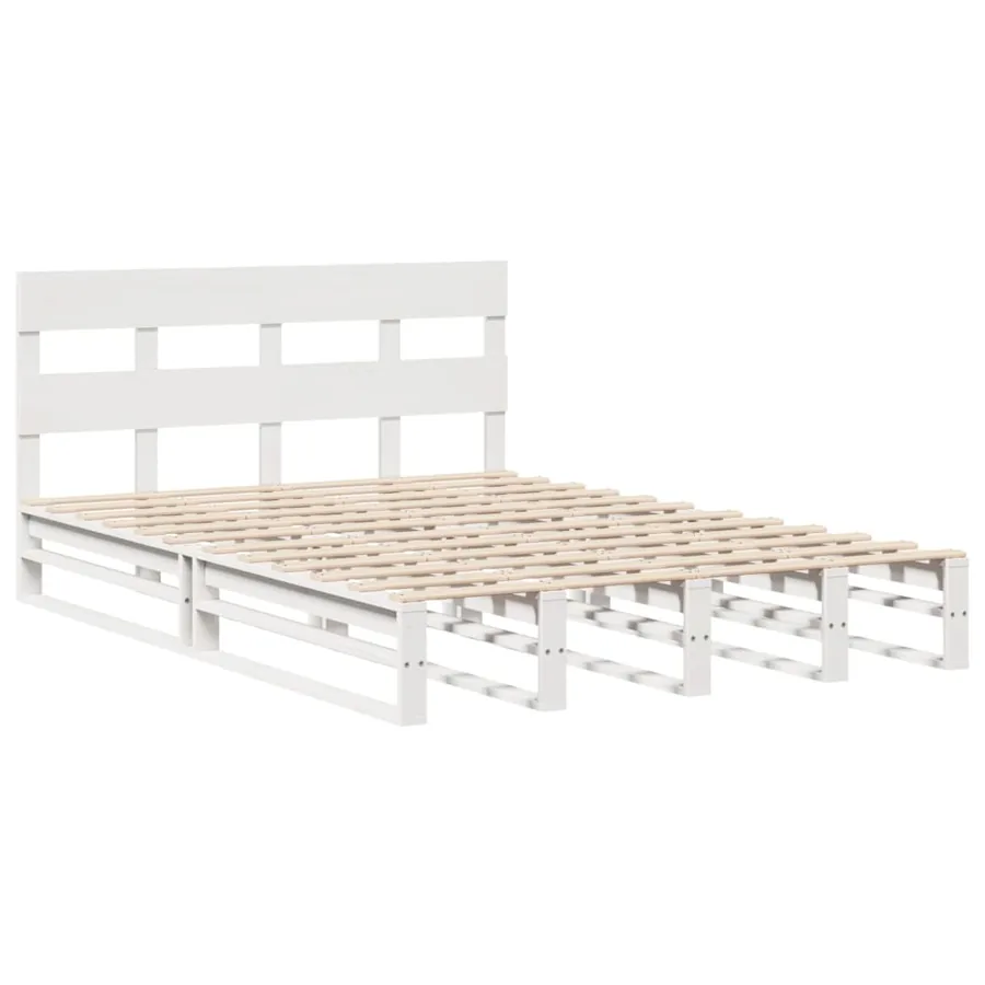 Cadre de lit sans matelas blanc 135x190 cm bois de pin massif - 3