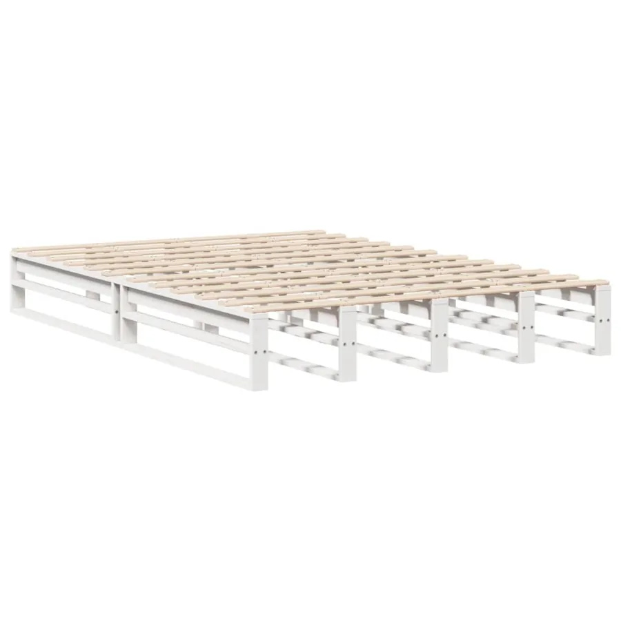 Cadre de lit sans matelas blanc 135x190 cm bois de pin massif - 4